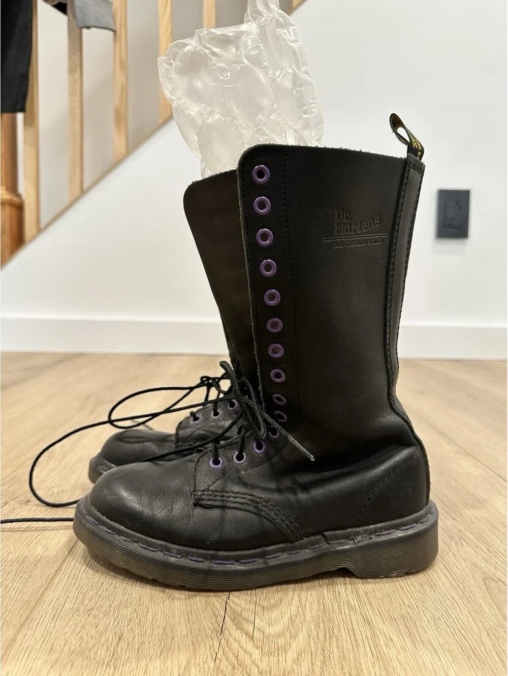 Doc Dr. Martens 14 Eye Boots Women's Size 4 Black Leather Combat England